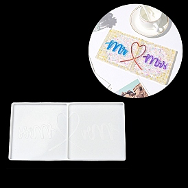 DIY Couple Cup Mat Silicone Molds, Valentine's Day Coaster Molds, Square with Heart Pattern
