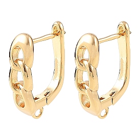 SHEGRACE Brass Hoop Earring Findings, with Loop, Cadmium Free & Lead Free & Nickel Free
