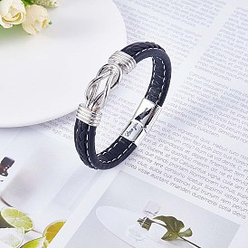 Браслет из цинкового сплава с переплетенными узлами и надписью «Я люблю тебя вечно», плетеный браслет из искусственной кожи в подарок сыну