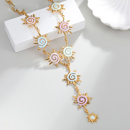 Богемные 304 ожерелья из нержавеющей стали с разноцветной эмалью в виде подсолнухов для женщин