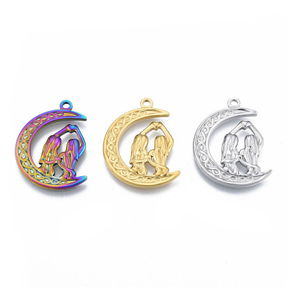 201 подвески из нержавеющей стали, луна с женщиной