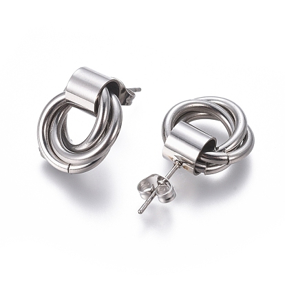 304 Stainless Steel Stud Earrings, Hypoallergenic Earrings, with Ear Nuts