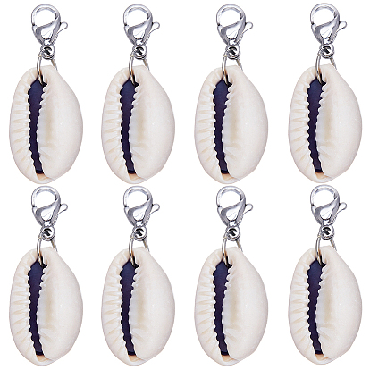 30 шт. подвесные украшения из натуральной ракушки каури, с 304 из нержавеющей стали Lobster Claw застежками