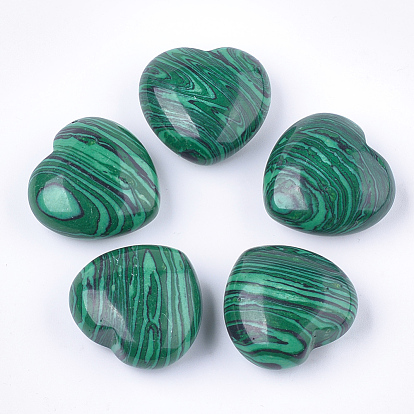 Perles synthétiques malachite, pas de trous / non percés, cœur