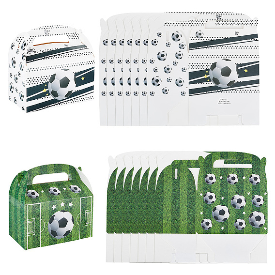 16 шт. 2 цветные футбольные бумажные коробки с отверстием для ручки, переносные подарочные коробки, для свадебных конфет, прямоугольные
