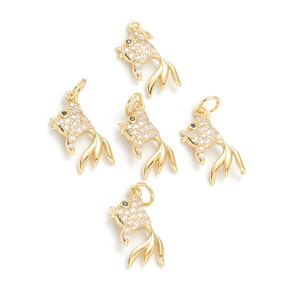 Латунные микропаве прозрачные подвески с фианитом, долговечный, с целью перехода в кольце, рыба