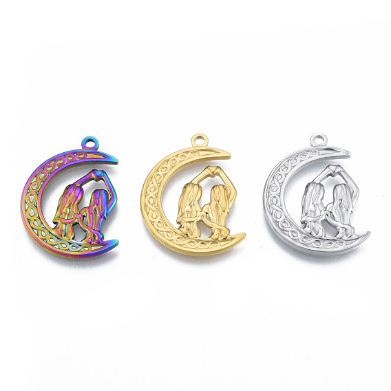 201 подвески из нержавеющей стали, луна с женщиной