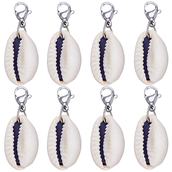 30 шт. подвесные украшения из натуральной ракушки каури, с 304 из нержавеющей стали Lobster Claw застежками