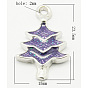 Brass Enamel Pendants, Lead Free and Nickel Free, Christmas Tree, Platinum Color, 23.5x15x3mm, Hole: 2mm