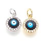 Латунные микро проложить кубического циркония прелести, с эмалью и кольцом для прыжков, злые глаза