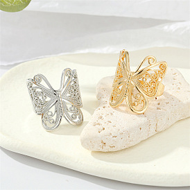 Vintage Hollow Butterfly Ring - Retro, Delicate, Alloy, Animal, Open Ring Jewelry.