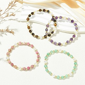 Браслеты для женщин из натуральных драгоценных камней, немагнитного синтетического гематита и жемчуга из раковин., кубические