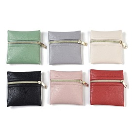 Imitation Leather Jewelry Storage Zipper Bags, for Earrings, Rings, Bracelets, Square/Rectangle