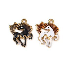 304 нержавеющей стальной эмали подвески, лошадь очарование, ионное покрытие (ip), реальный 18 k позолоченный