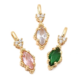 Латунные микро проложить кубического циркония подвески, ромбовидный шарм, без никеля , реальный 18 k позолоченный