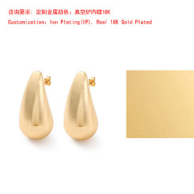 304 Stainless Steel Stud Earrings for Women, Ion Plating(IP), Teardrop