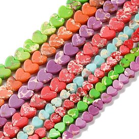 Dyed Synthetic Imperial Jasper Beads Strands, Heart