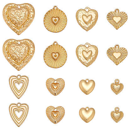 16 шт 8 стили латунные подвески, сердце прелести