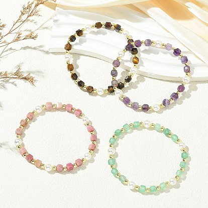 Браслеты для женщин из натуральных драгоценных камней, немагнитного синтетического гематита и жемчуга из раковин., кубические