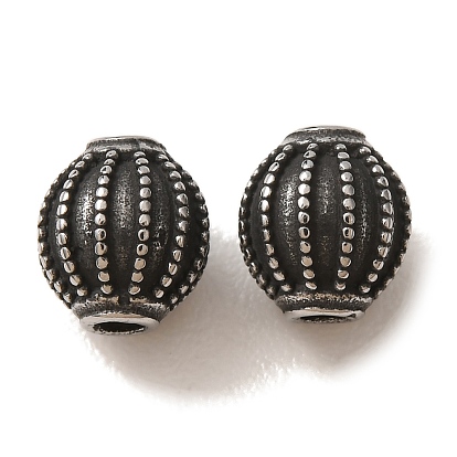 304 Stainless Steel Beads, Oval with Stripe & Dot Pattern