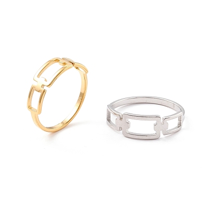 304 Bague creuse triple rectangle en acier inoxydable pour femme