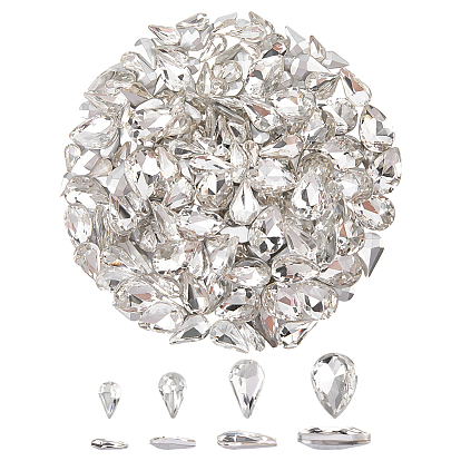 220 шт. 4 стиль стеклянные кабошоны со стразами, задние и задние, граненые, слеза