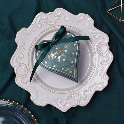 Cajas de dulces de cartón plegables, caja para envolver regalos de boda, con la cinta, corazón