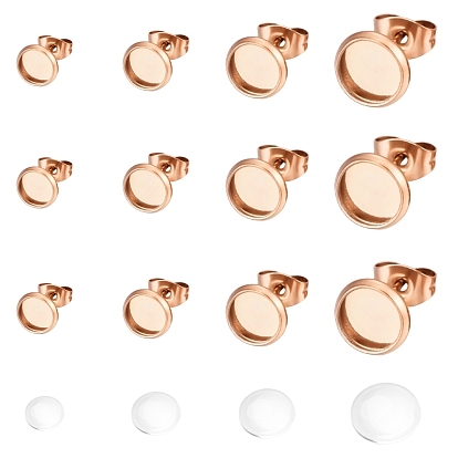DIY Stud Earring Making Kits, with 304 Stainless Steel Stud Earrings Findings and Transparent Glass Cabochons
