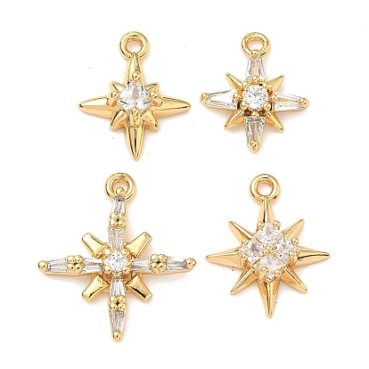 Латунные микро проложить кубического циркония подвески, звезды прелести, без никеля , реальный 18 k позолоченный