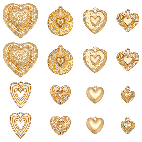 16 шт 8 стили латунные подвески, сердце прелести