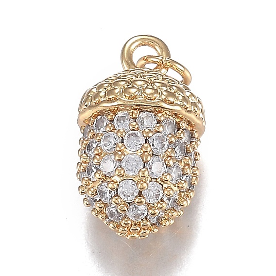 Осенняя тема латунь микро прозрачные подвески с кубическим цирконием, долговечный, форма желудя