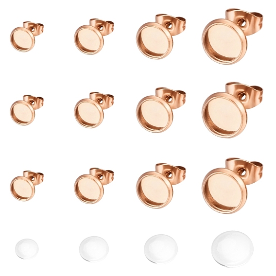DIY Stud Earring Making Kits, with 304 Stainless Steel Stud Earrings Findings and Transparent Glass Cabochons