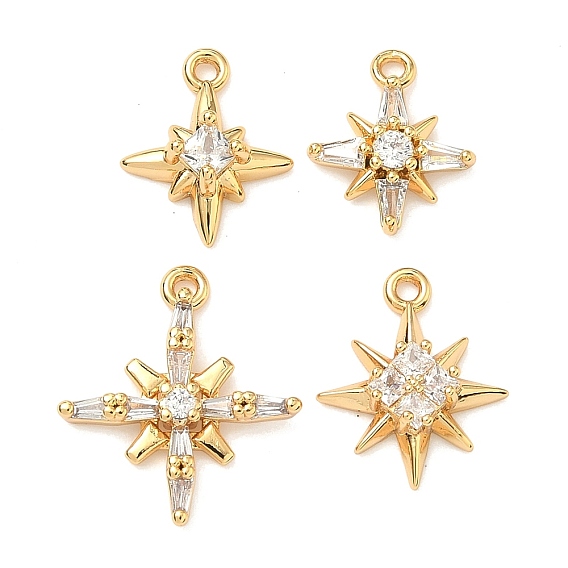 Латунные микро проложить кубического циркония подвески, звезды прелести, без никеля , реальный 18 k позолоченный