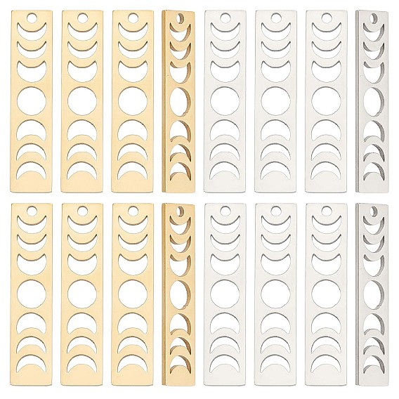 16 шт. 2 цвета 201 подвески из нержавеющей стали, лазерная резка, подвеска в виде полосы луны