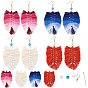 DIY Dangle Earring Making, with Gradient Color Polycotton(Polyester Cotton) Tassel Big Pendant and Brass Earring Hooks, Leaf