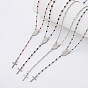 Vintage Resin Rosary Bead Necklaces, 304 Stainless Steel Religion Cross Virgin Pendant Necklaces for Women Men, Silver Color Plated