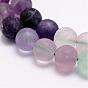 Natural Fluorite Bead Strands, Round, Frosted