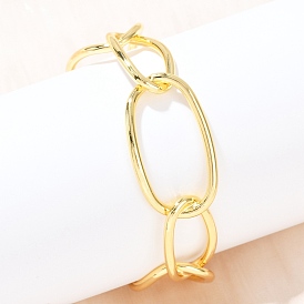 Латунь манжеты браслеты для женщин, овальные, стойки покрытие, долговечный, без кадмия и без свинца