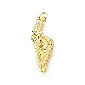 Подвески из АБС-пластика с жемчугом, крылатые прелести, с латунной фурнитурой и открытыми соединительными кольцами, без свинца и без кадмия, стойки покрытие, долговечный