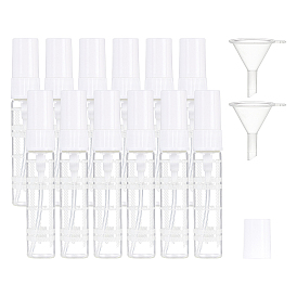 Пустые переносные стеклянные баллончики с распылителем, с крышкой от пыли abs, многоразовая бутылка, мини-прозрачный пластиковый воронкообразный бункер