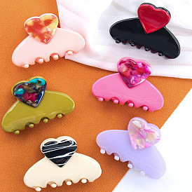 Heart Acetate Claw Hair Clips, for Girls Kids