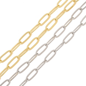 Brass Paperclip Chains, Soldered, with Spool, Long-Lasting Plated, Rack Plating, Lead Free & Cadmium Free