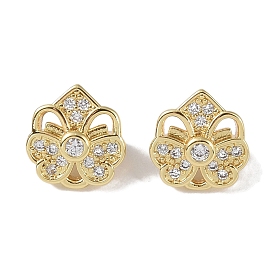 Brass Micro Pave Cubic Zirconia Slide Charms, Cadmium Free & Lead Free, Long-Lasting Plated