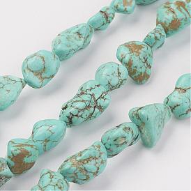 Natural Green Turquoise Beads Strands, Nuggets