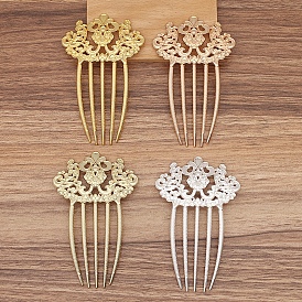 Alloy Hair Comb Findings, Cabochon Settings, Flower