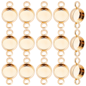 30шт. латунные соединители для кабошонов, чашки безель с краями, плоско-круглые, без никеля , Реальная платина