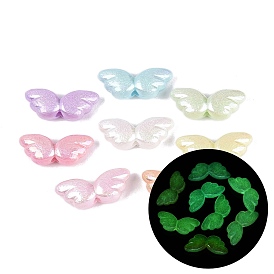 Perles acryliques opaques à placage UV lumineux, iridescent, ange aile, brillent dans le noir, 