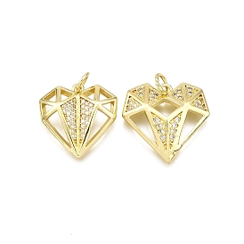 Латунные микро проложить кубического циркония подвески, сердце, долговечный, без свинца и без кадмия, стойки покрытие, с целью перехода в кольце