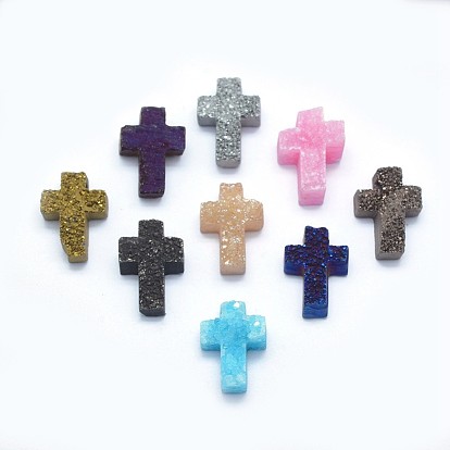 Гальванизированный природный дружий кварцевый шарм, крестик