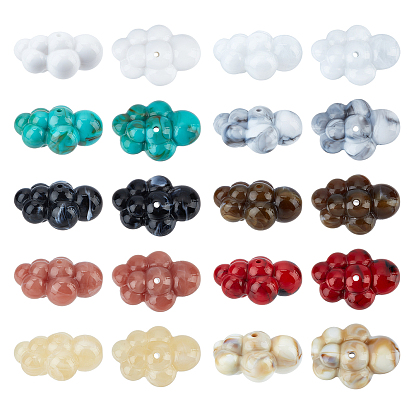20pcs 10 Colors Acrylic Beads, Imitation Gemstone Style